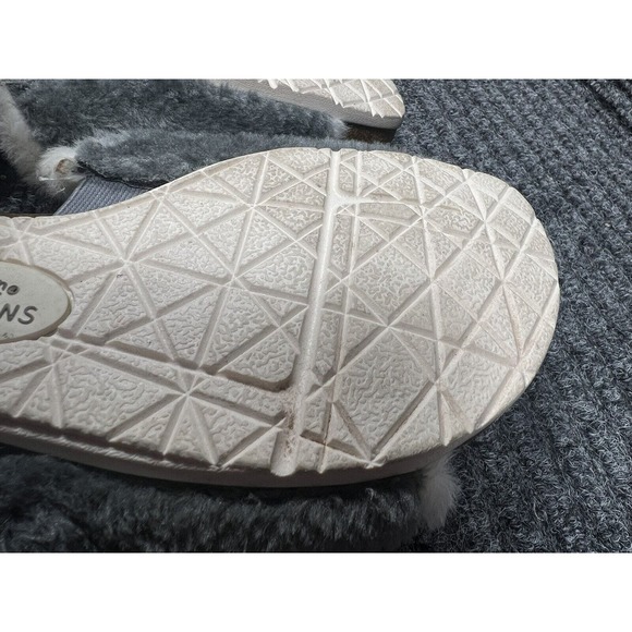 Earth Origins Slipper Womens 6 Olli Frost Grey Faux Fur Slide Soft Comfort Fluff - Picture 14 of 14